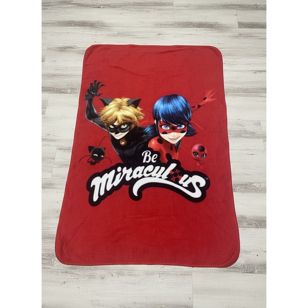 Miraculous Ladybug Cat Noir Red Fleece Throw Blanket Zag Heroez Kids Bedding